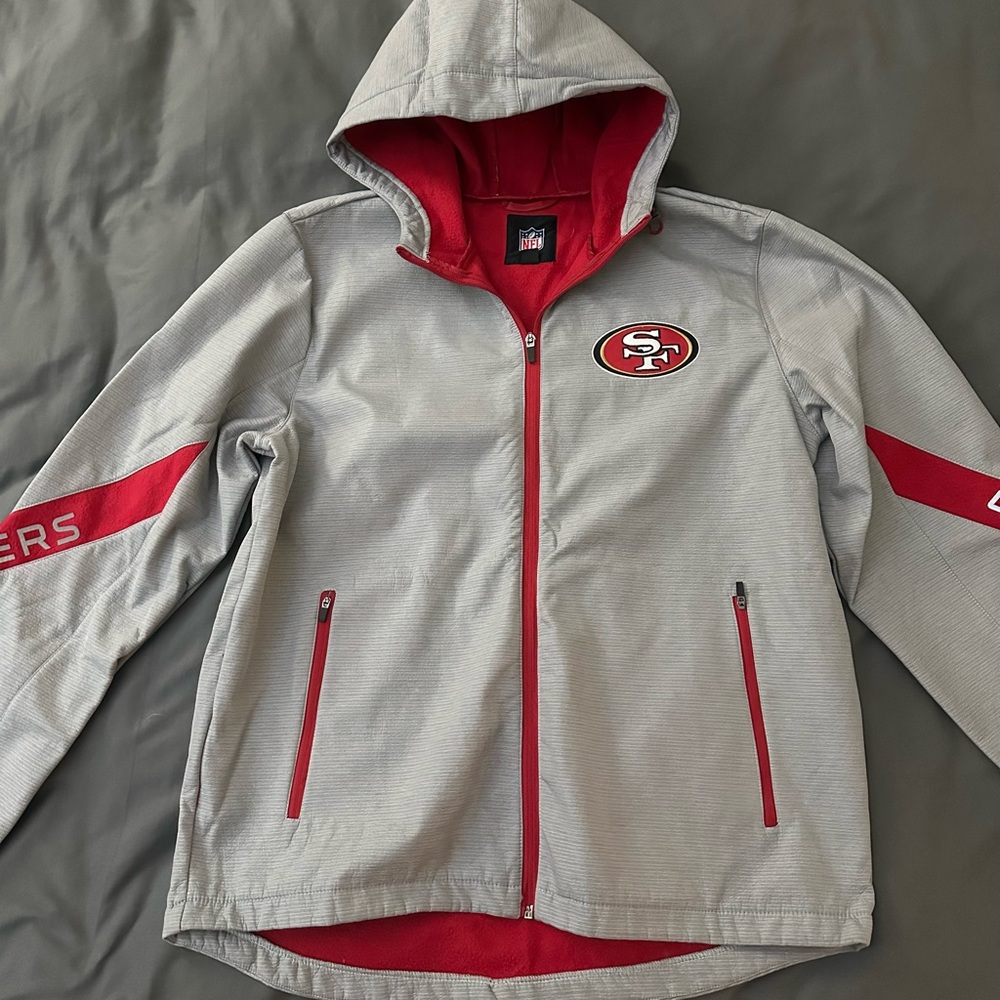 SF 49ers Men’s Gray and Red Hooded Jacket